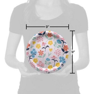 American Greetings Multi-Colored Flowers 9" Paper Plates, 10 ct