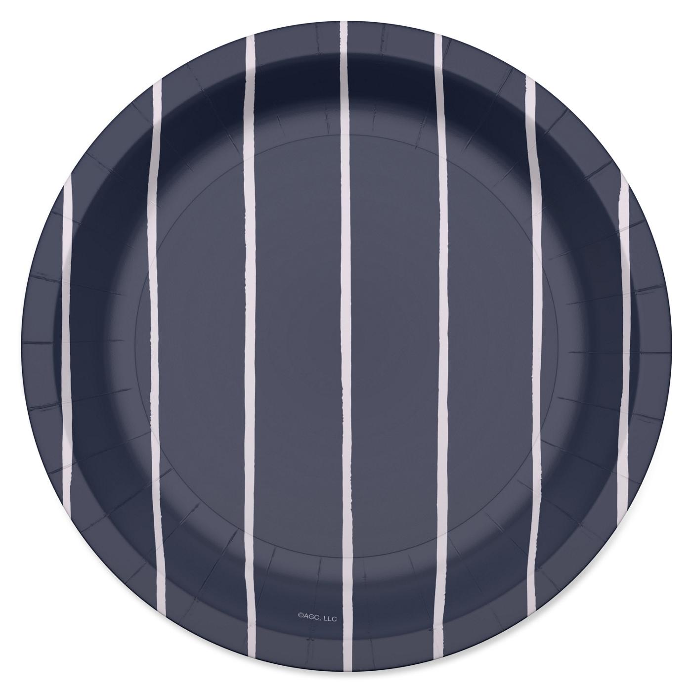 American Greetings Stripes on Navy 7" Paper Plates,; image 1 of 3