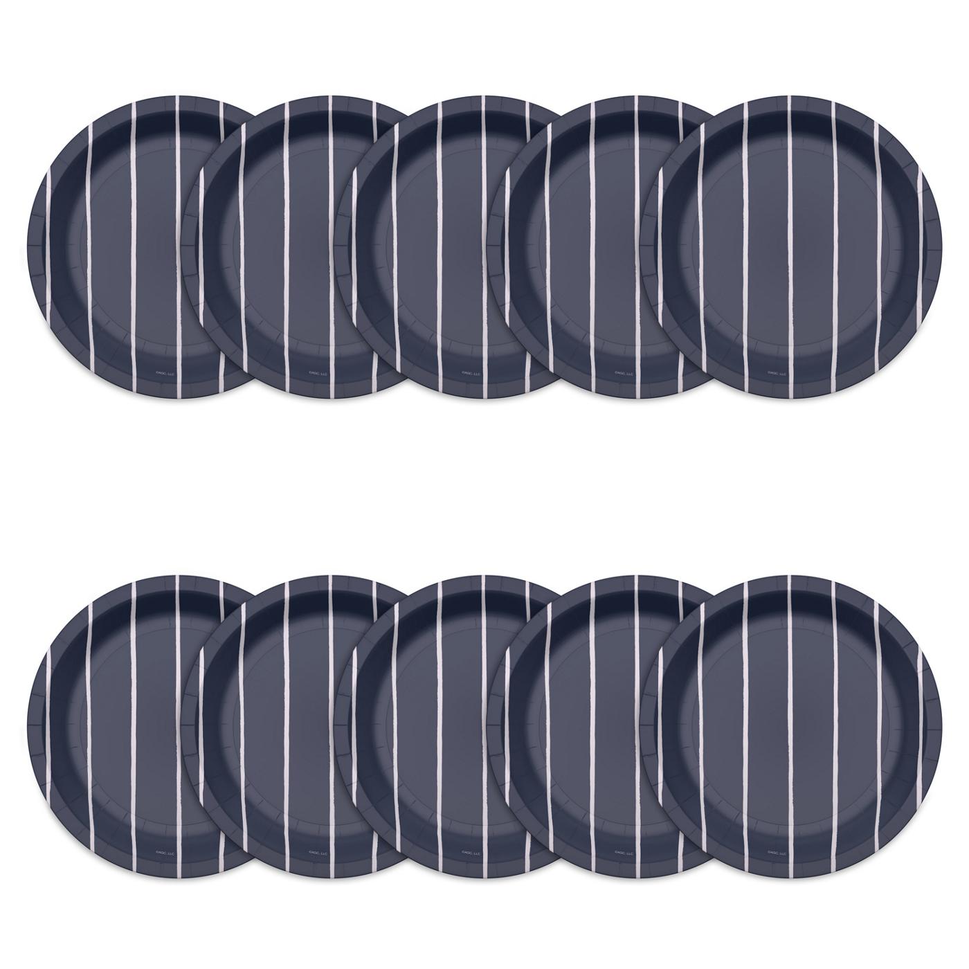 American Greetings Stripes on Navy 7" Paper Plates,; image 3 of 3
