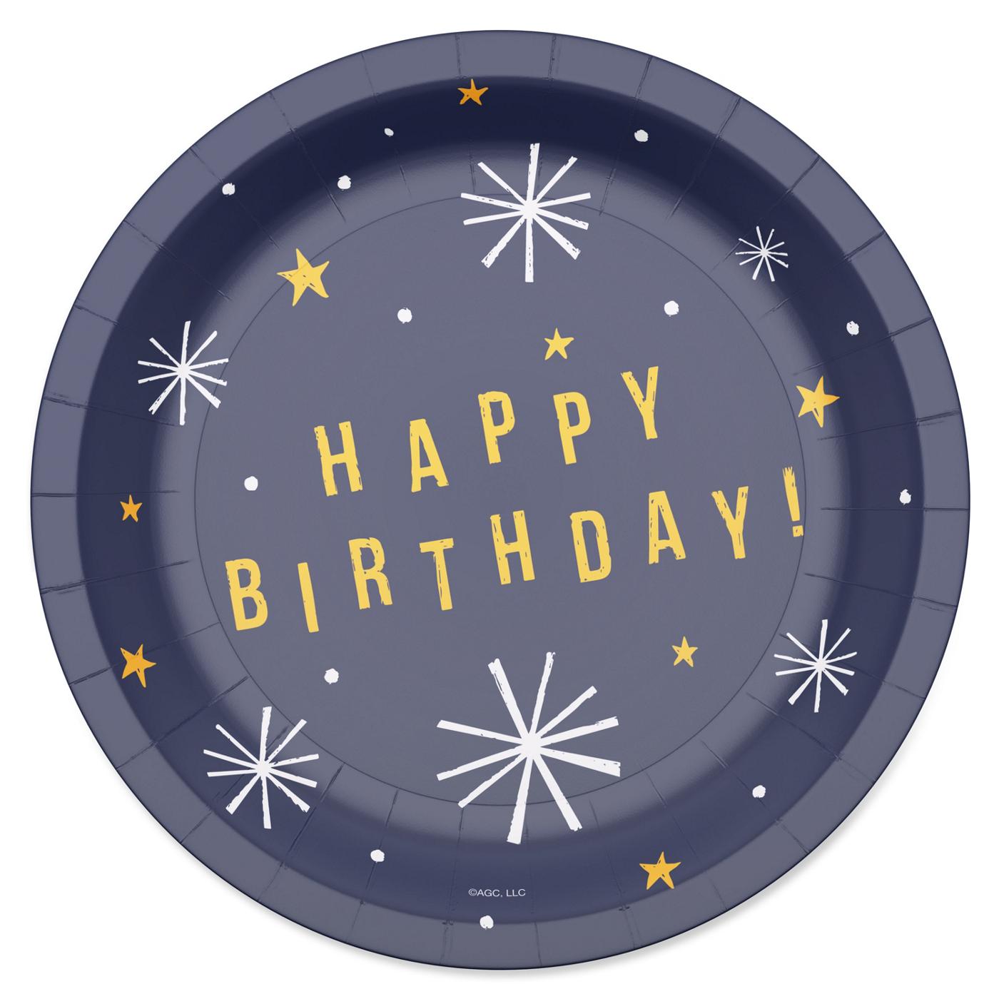 American Greetings Happy Birthday on Navy 7" Paper Plates; image 1 of 3