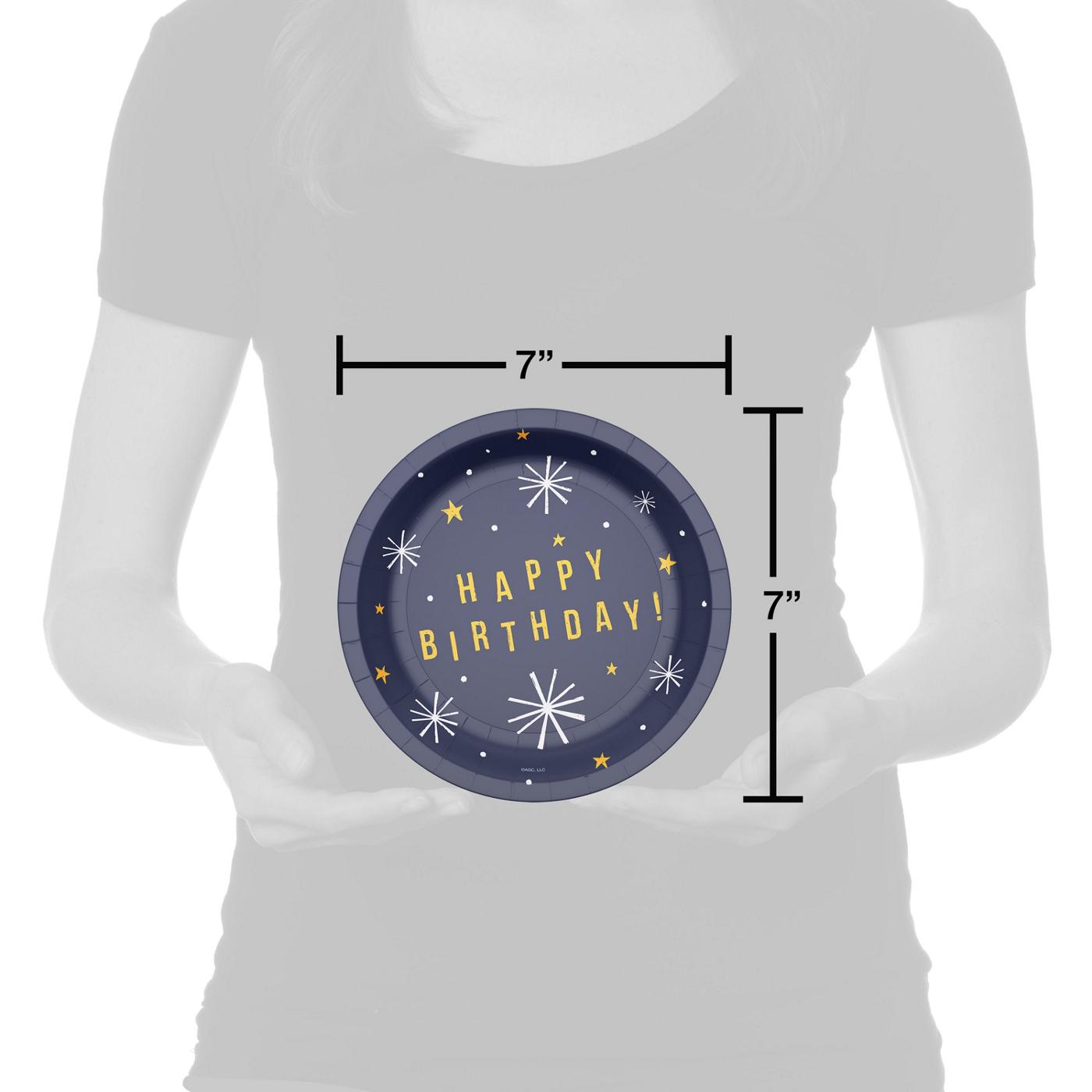 American Greetings Happy Birthday on Navy 7" Paper Plates; image 2 of 3
