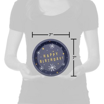 American Greetings Happy Birthday on Navy 7" Paper Plates, 10 ct