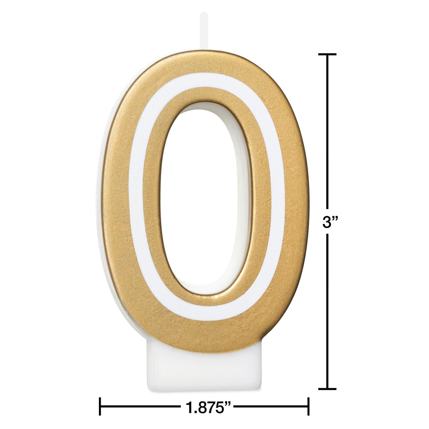 American Greetings Number 0 Gold Birthday Candle; image 2 of 3