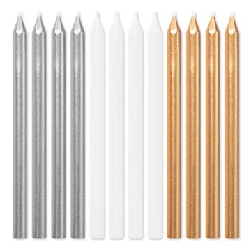 American Greetings Long Thin Assorted Metallic Birthday Candles, 12 ct
