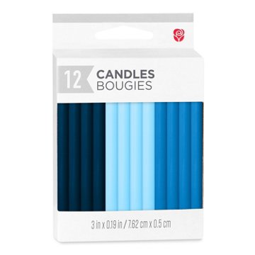American Greetings Long Thin Shades of Blue Birthday Candles, 12 ct