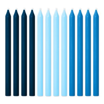 American Greetings Long Thin Shades of Blue Birthday Candles, 12 ct