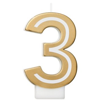 American Greetings Number 3 Gold Birthday Candle