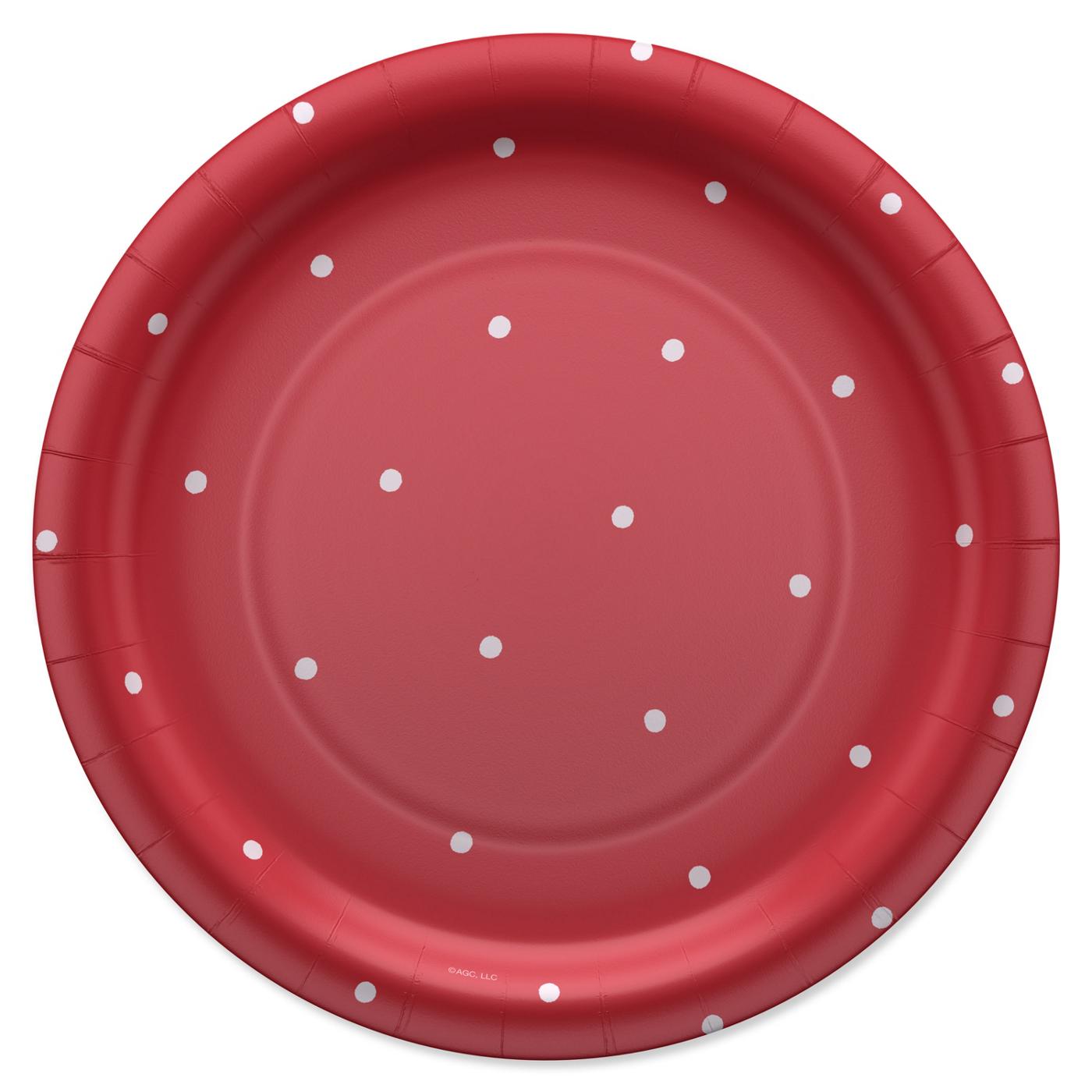 American Greetings Polka Dots on Red 9" Paper Plates; image 1 of 3