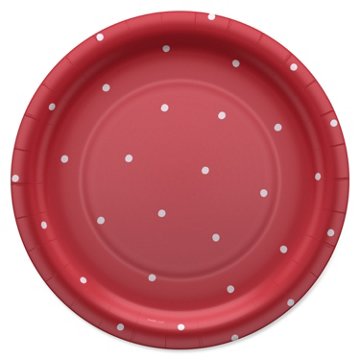 American Greetings Polka Dots on Red 9" Paper Plates, 10 ct
