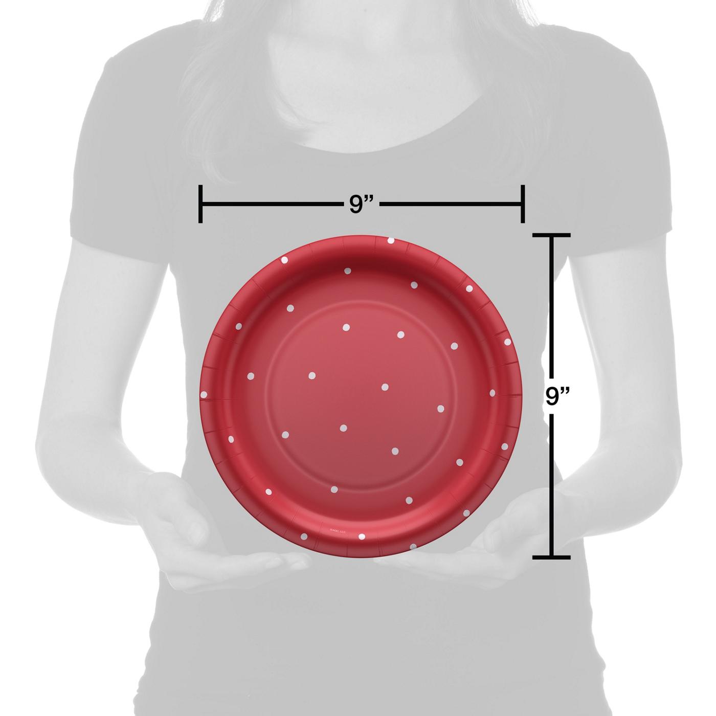American Greetings Polka Dots on Red 9" Paper Plates; image 2 of 3
