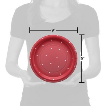 American Greetings Polka Dots on Red 9" Paper Plates, 10 ct