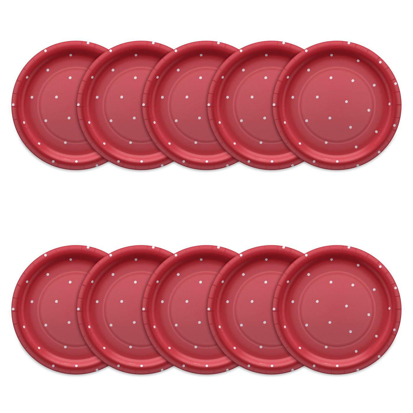 American Greetings Polka Dots on Red 9" Paper Plates; image 3 of 3