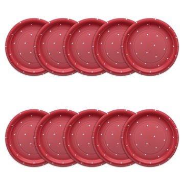 American Greetings Polka Dots on Red 9" Paper Plates, 10 ct