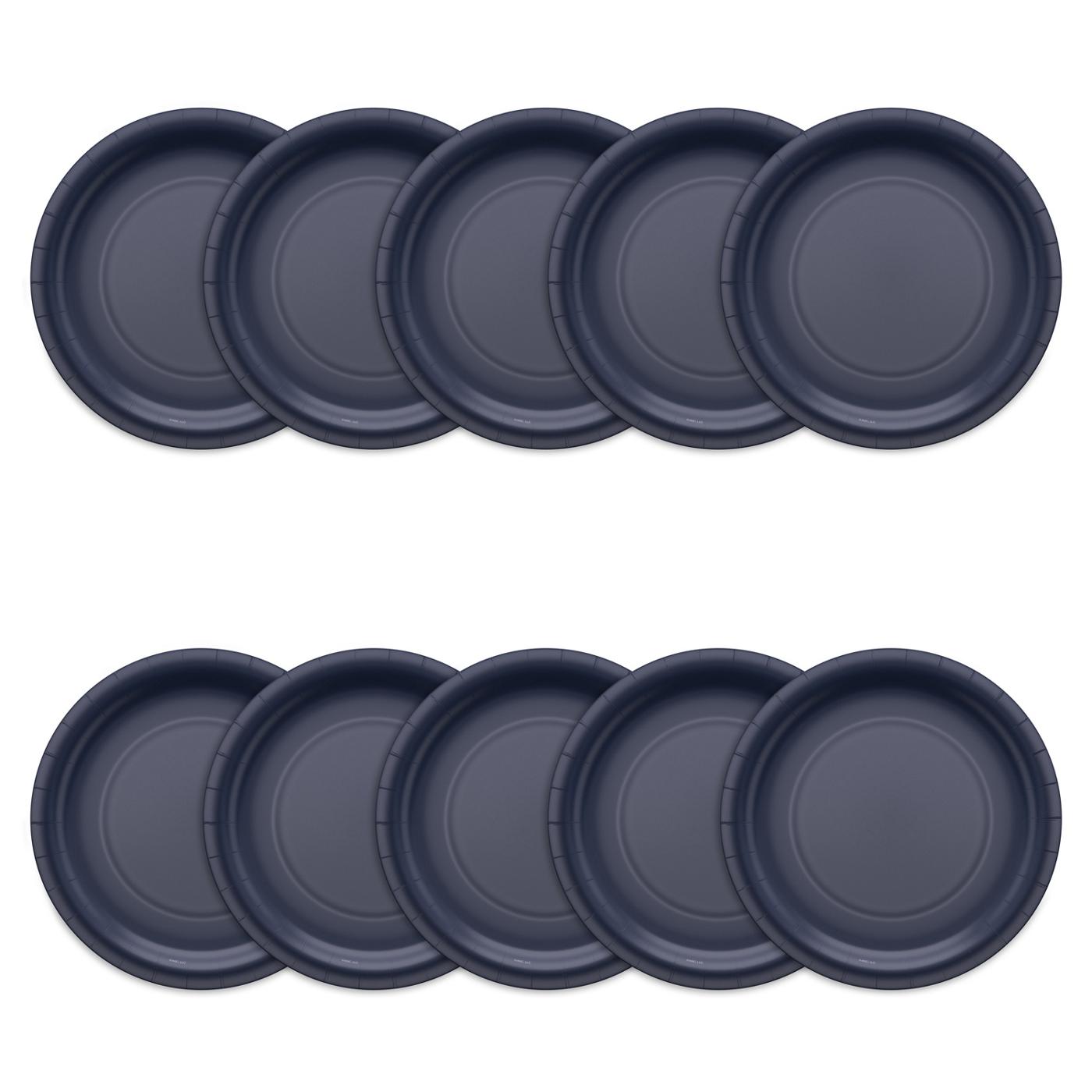 American Greetings Navy Blue 9" Paper Plates; image 2 of 3