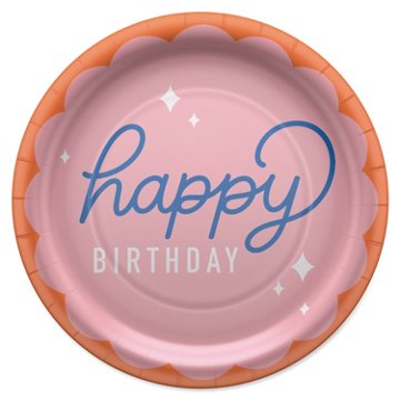 American Greetings Happy Birthday on Pink 9" Paper Plates, 10 ct