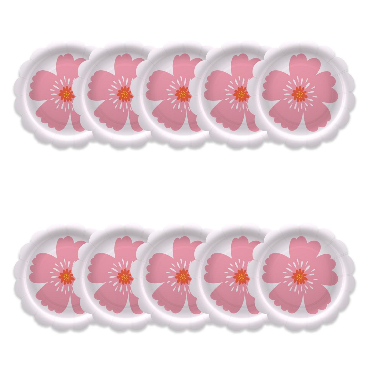 American Greetings Pink Flower 7" Paper Plates; image 3 of 3