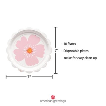 American Greetings Pink Flower 7" Paper Plates