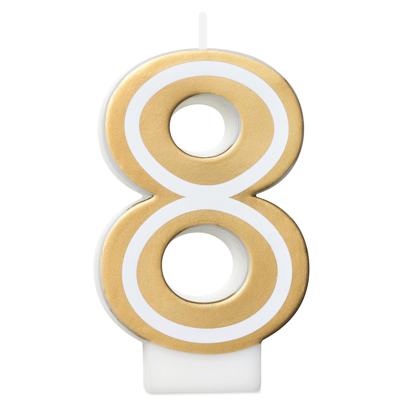 American Greetings Number 8 Gold Birthday Number Candle; image 2 of 3