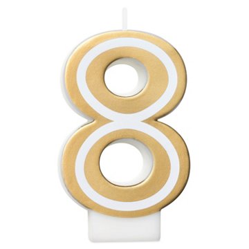 American Greetings Number 8 Gold Birthday Number Candle