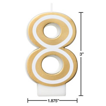 American Greetings Number 8 Gold Birthday Number Candle