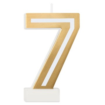 American Greetings Number 7 Gold Birthday Candle