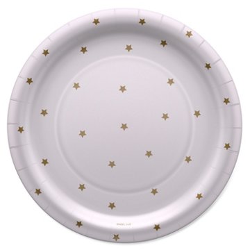 American Greetings Gold Stars on White 9" Paper Plates, 10 ct