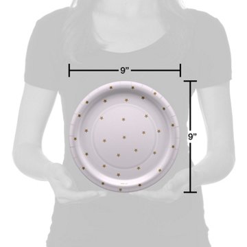 American Greetings Gold Stars on White 9" Paper Plates, 10 ct