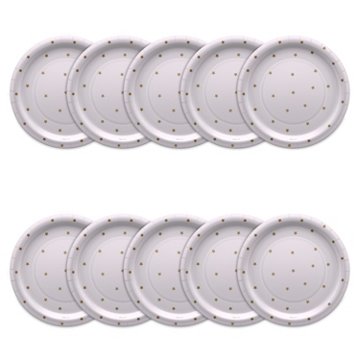 American Greetings Gold Stars on White 9" Paper Plates, 10 ct