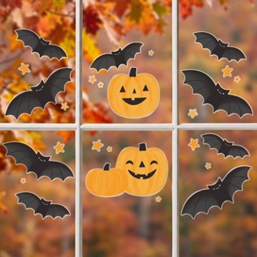 American Greetings Halloween Window Sticker Decals, Bats & Pumpkins