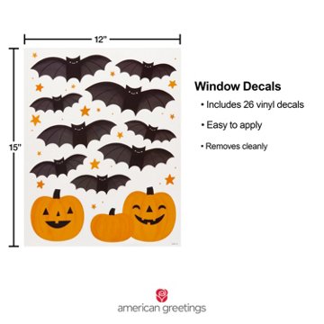 American Greetings Halloween Window Sticker Decals, Bats & Pumpkins