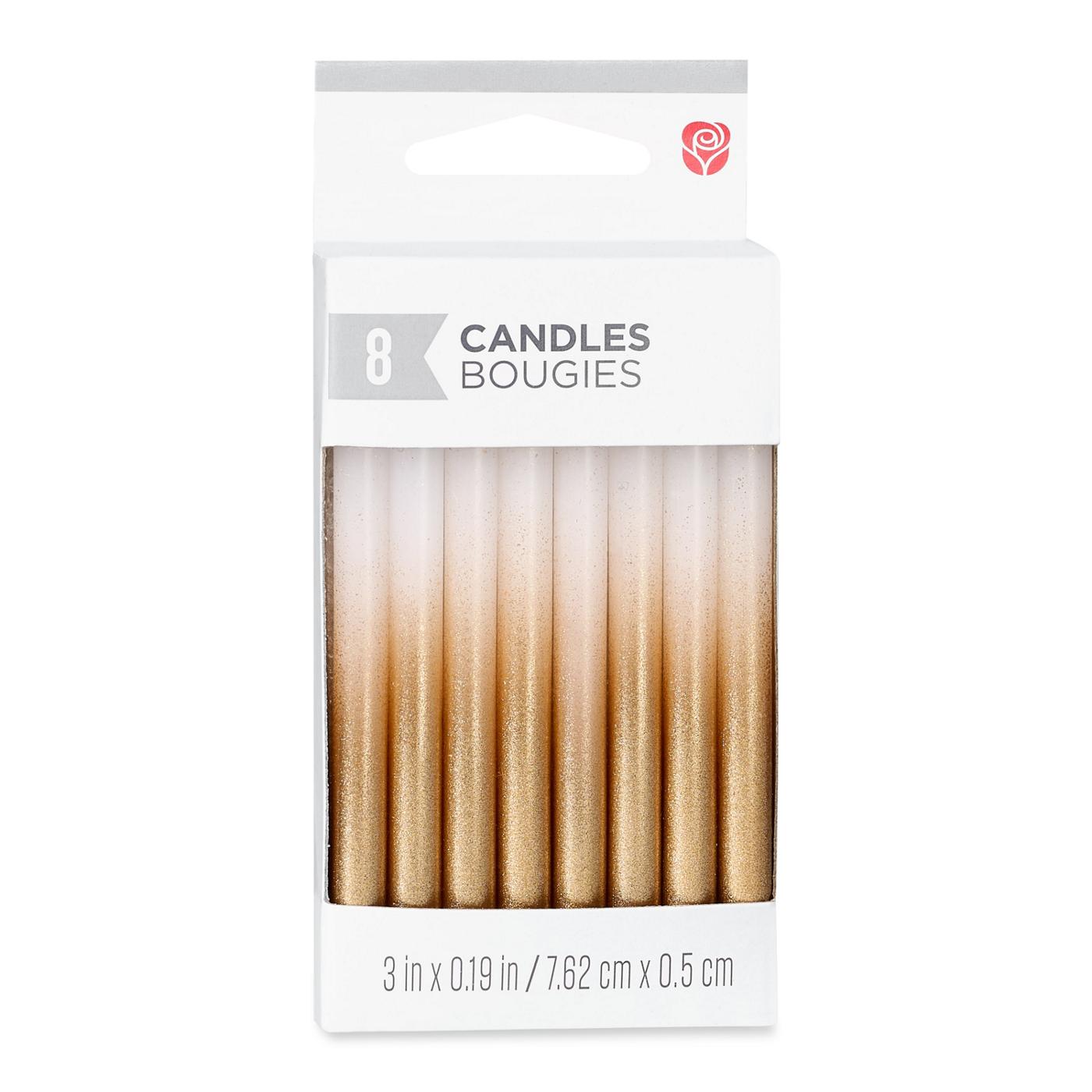 American Greetings White & Gold Ombre Birthday Candles; image 1 of 3