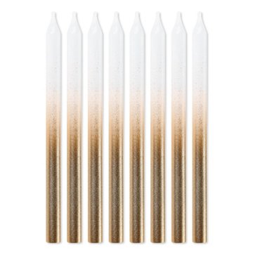 American Greetings White & Gold Ombre Birthday Candles, 8 ct