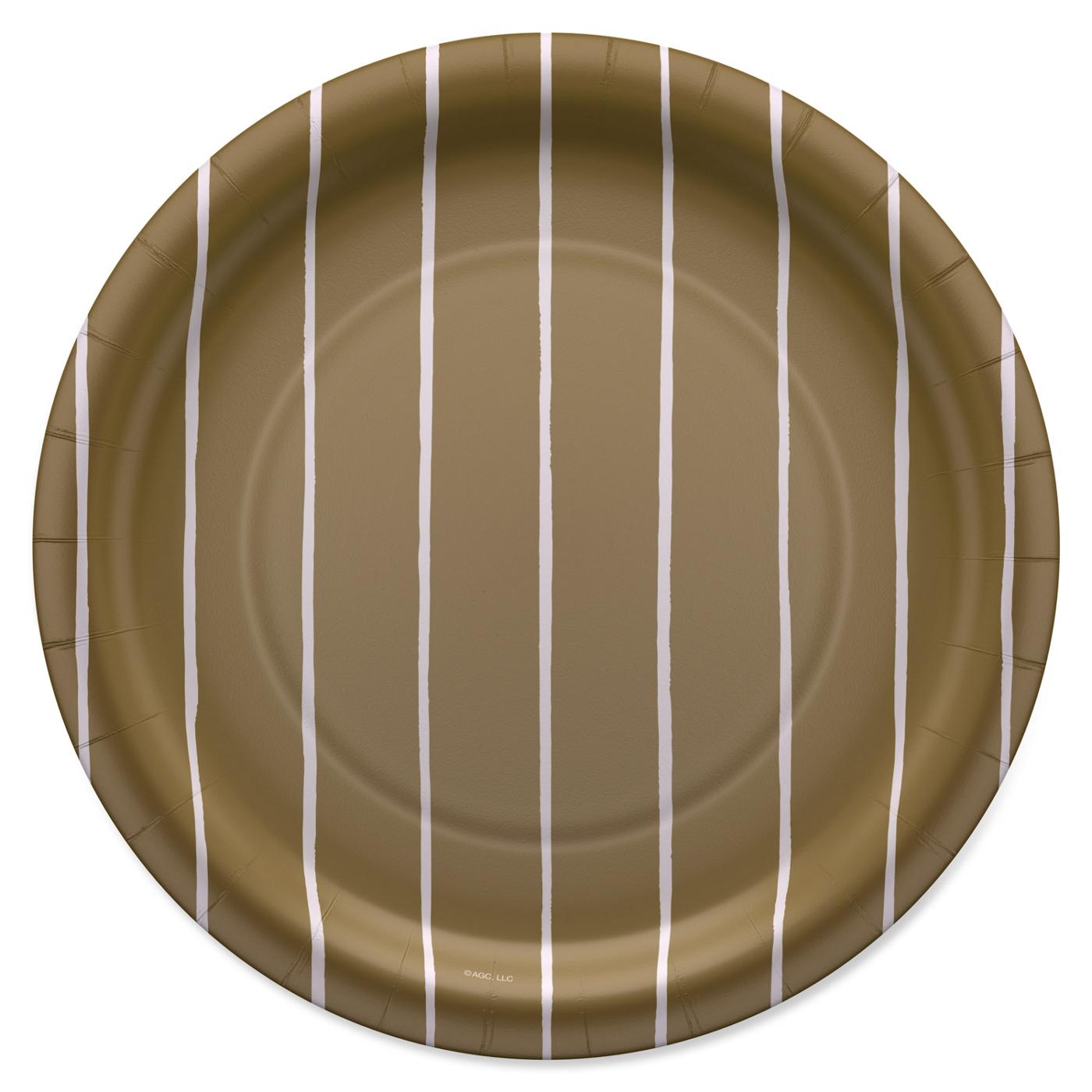 American Greetings Stripes on Gold 9" Paper Plates; image 1 of 3