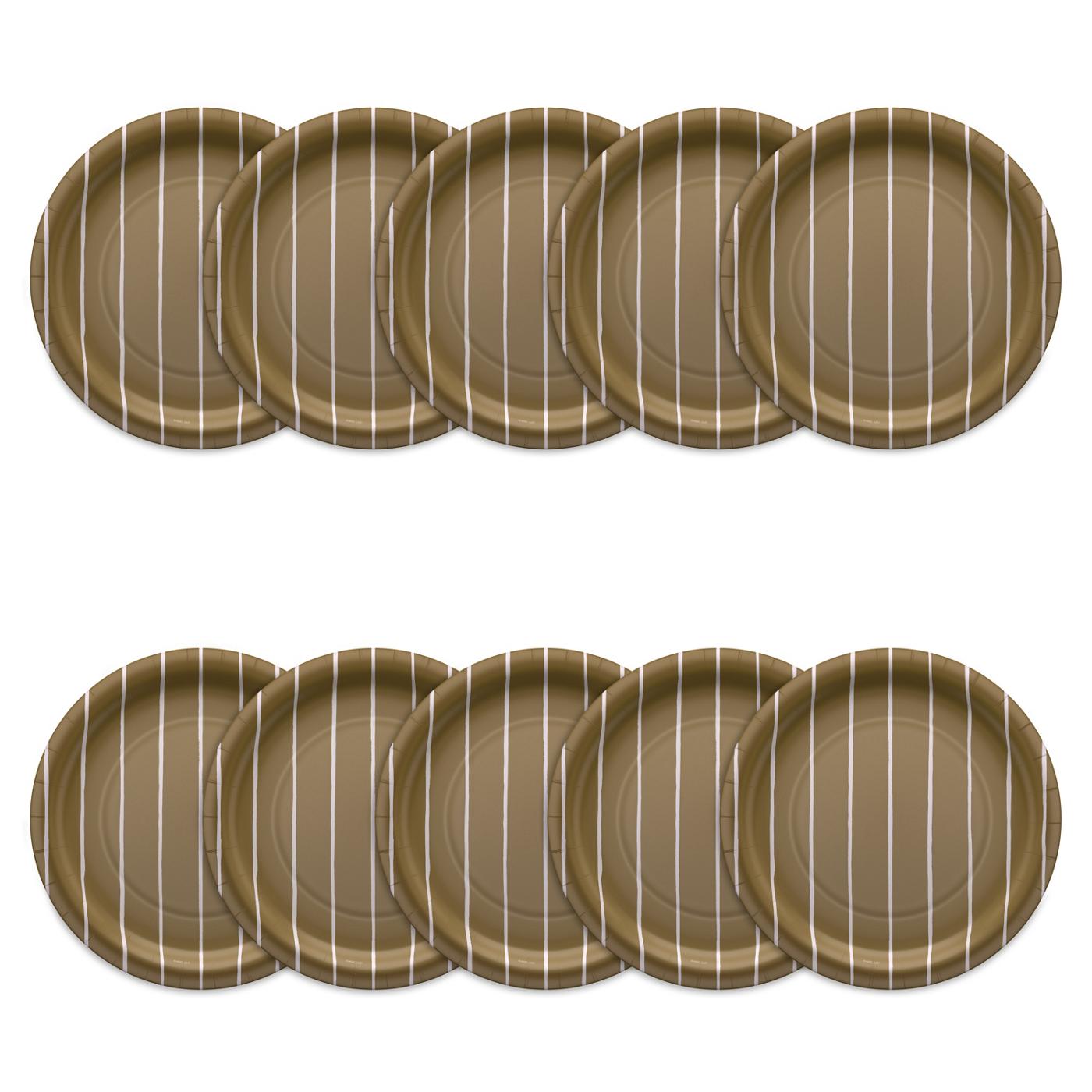 American Greetings Stripes on Gold 9" Paper Plates; image 2 of 3