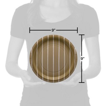 American Greetings Stripes on Gold 9" Paper Plates, 10 ct