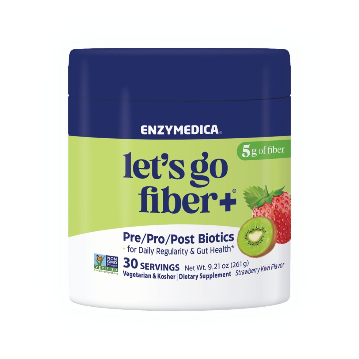 Enzymedica Let's Go Fiber + Pre/Pro/Post Biotics - Strawberry Kiwi