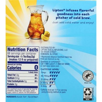 Lipton Family Size Cold Brew Tea Bags, 22 ct