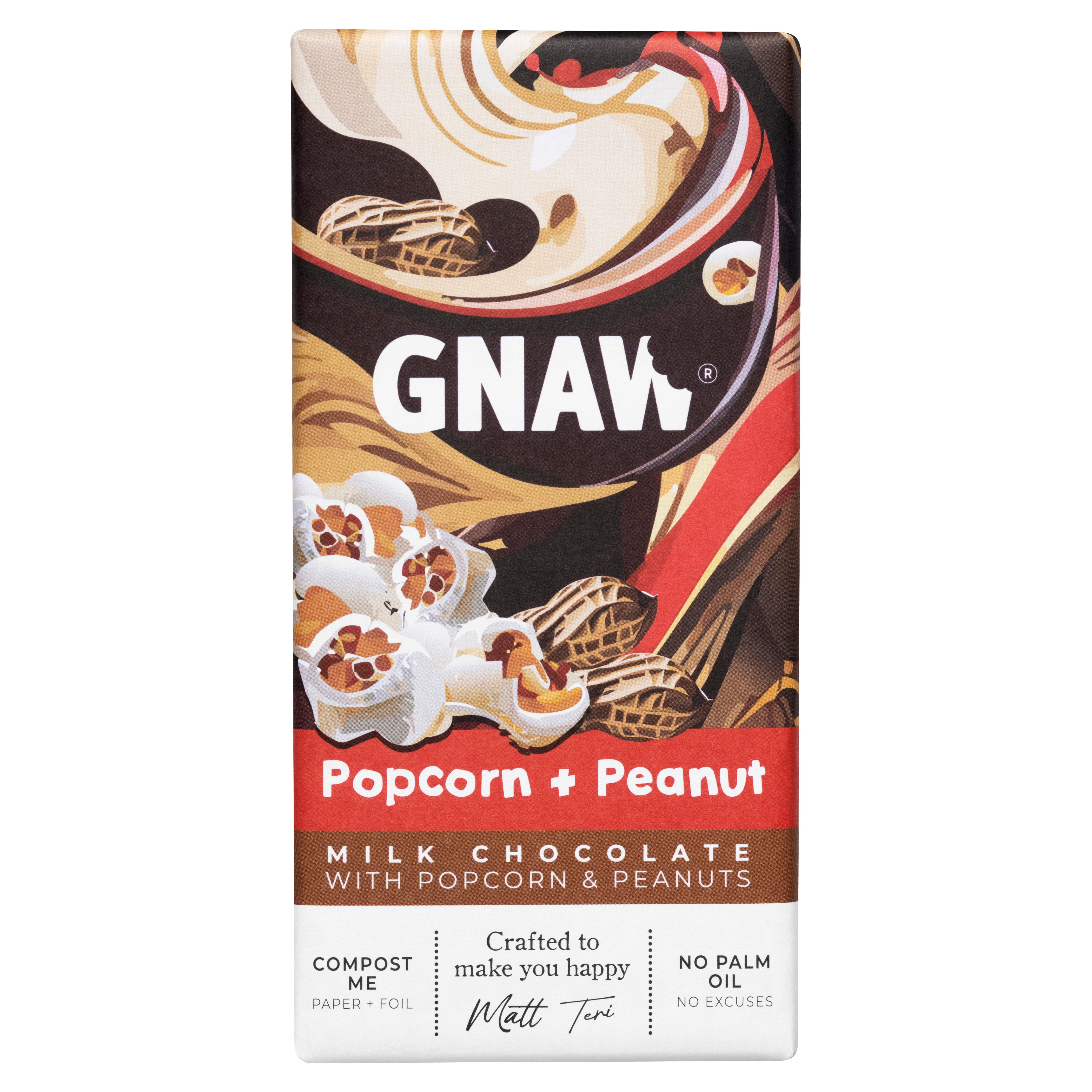 Gnaw Popcorn & Peanut Milk Chocolate Bar, 2.82 oz | Central Market