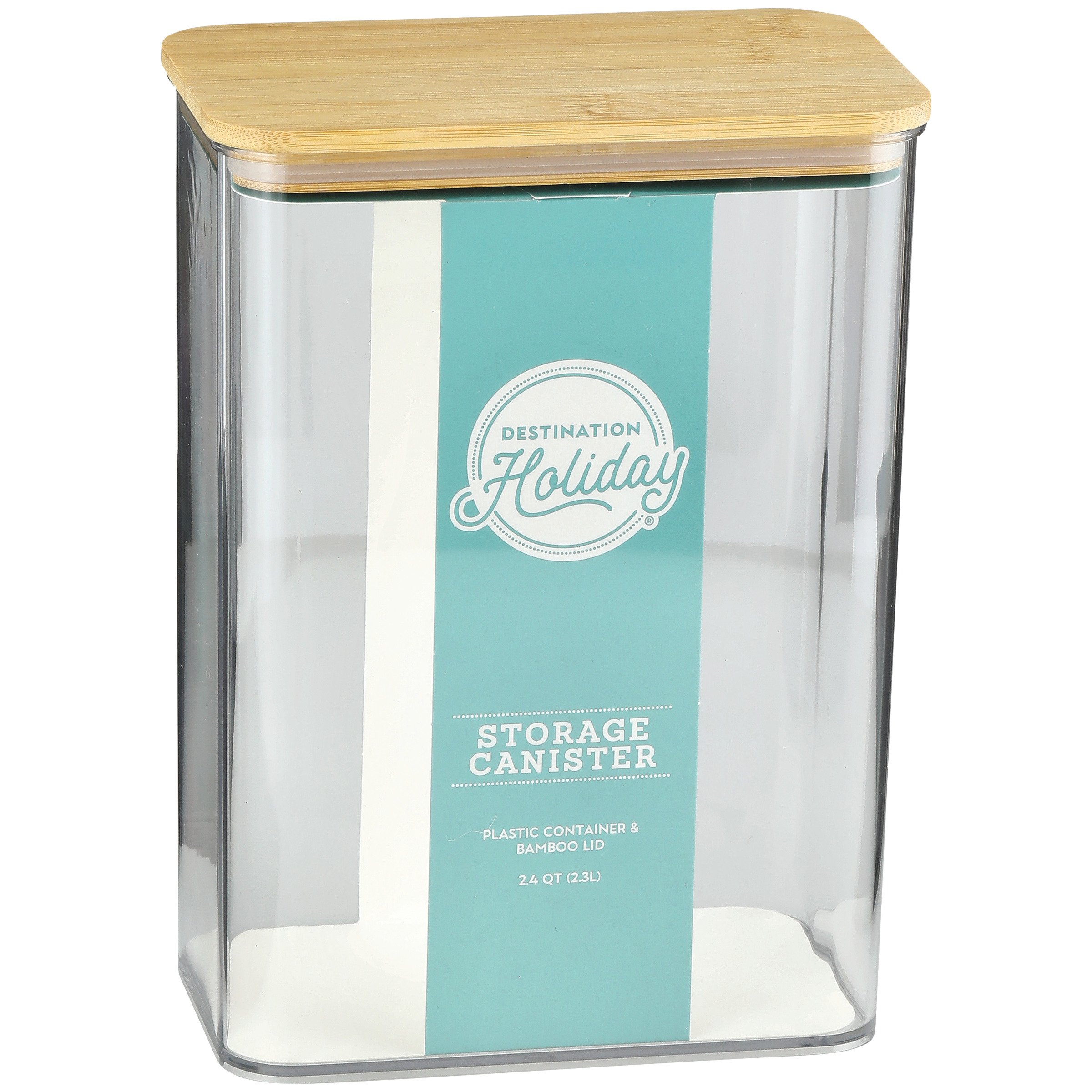 Destination Holiday Rectangle Plastic Storage Canister with Bamboo Lid ...