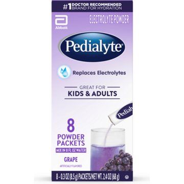 Pedialyte Electrolyte Powder Packs - Grape, 8 ct