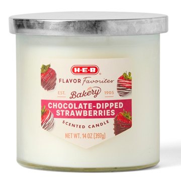 H-E-B Flavor Favorites Bakery Chocolate-Dipped Strawberries Scented Candle, 14 oz