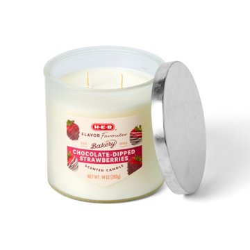 H-E-B Flavor Favorites Bakery Chocolate-Dipped Strawberries Scented Candle, 14 oz