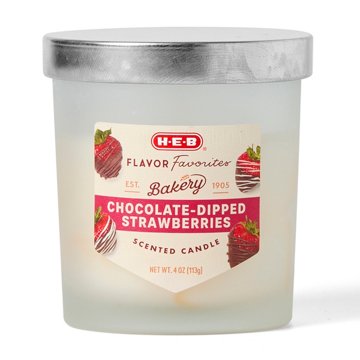 H-E-B Flavor Favorites Bakery Chocolate-Dipped Strawberries Scented Candle, 4 oz