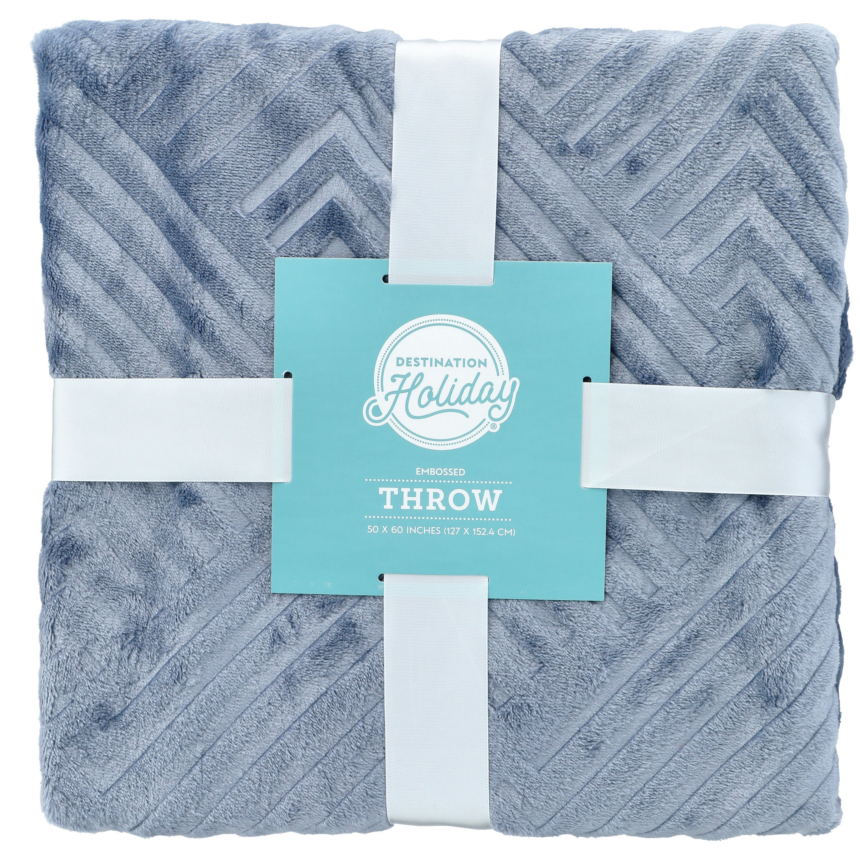 Destination Holiday Embossed Geometric Throw - Blue - Shop Blankets ...