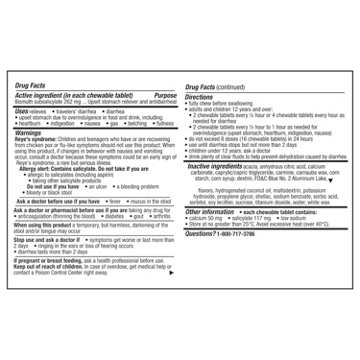 Pepto-Bismol Chewable Tablets, Fast & Effective Digestive Relief from Nausea, Heartburn, Indigestion, Upset Stomach, & Diarrhea, Berry Mint Flavor