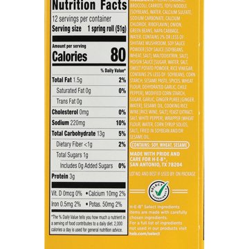 H-E-B Buddha's Delight Spring Rolls, 12 ct