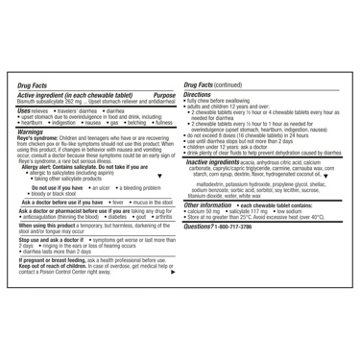 Pepto-Bismol Chewable Tablets, Fast & Effective Digestive Relief from Nausea, Heartburn, Indigestion, Upset Stomach, & Diarrhea
