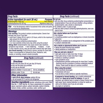 Vicks PainQuil Liquid Nighttime Pain Relief Acetaminophen Max Strength, Backache & Headache Relief + Sleep Aid