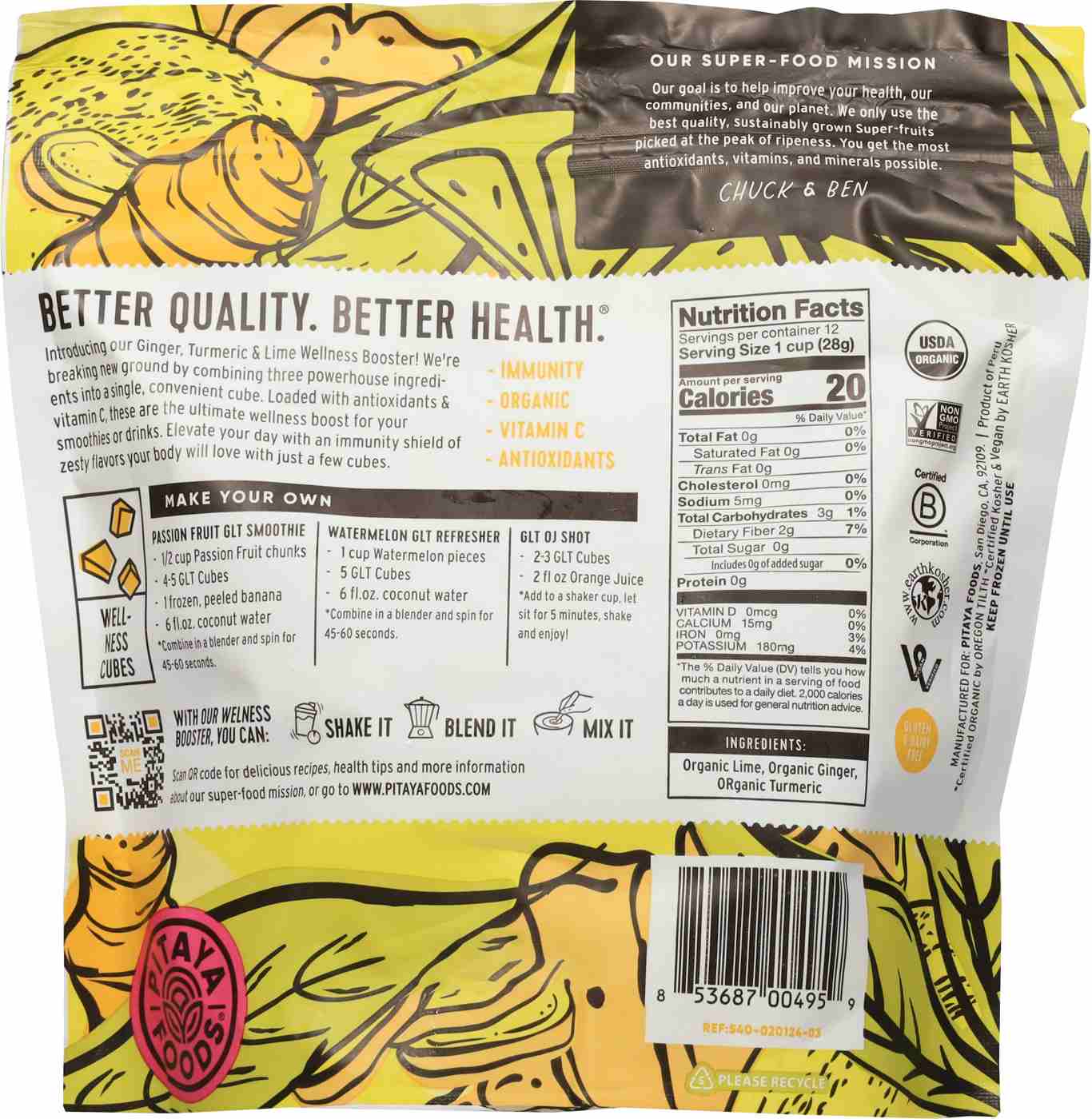 Pitaya Foods Organic Ginger & Lime Turmeric Wellness Booster; image 2 of 2