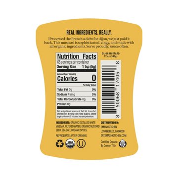 Smash Kitchen Organic Dijon Mustard, 12 oz
